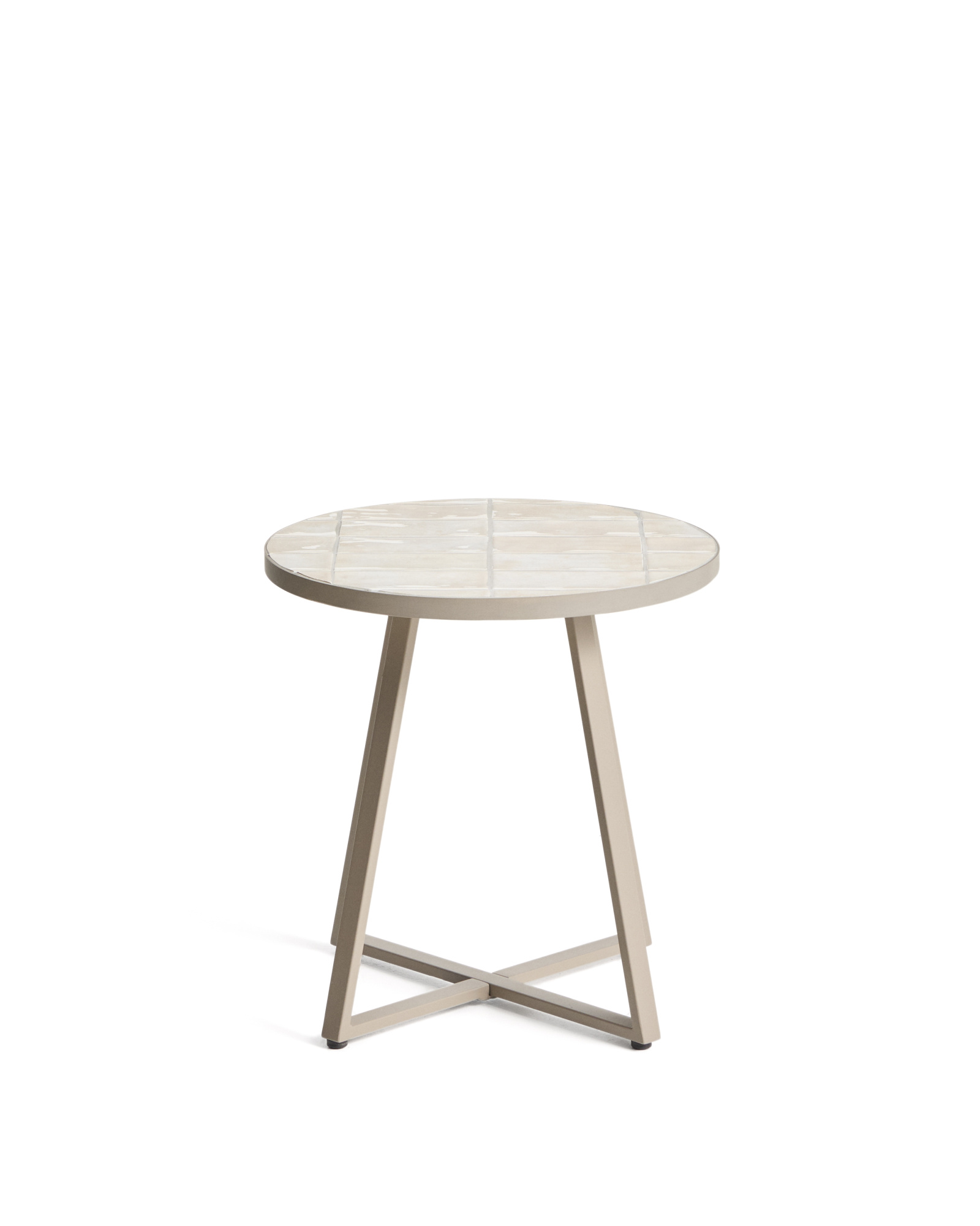 Уличный столик Tella из бежевой стали с бежевой плиткой 45 см La Forma 482359