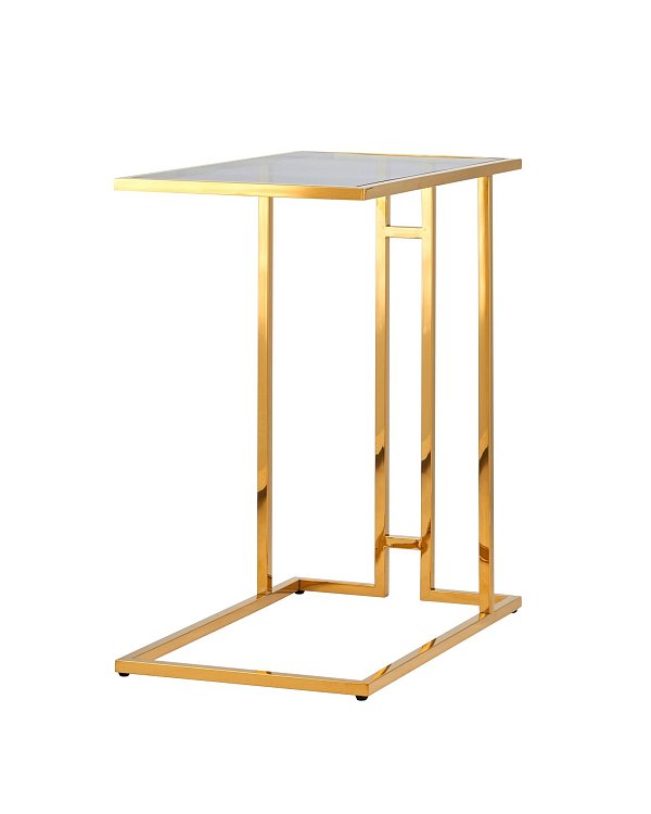 Журнальный столик 50*32 БОСТОН стекло smoke сталь золото Stool Group