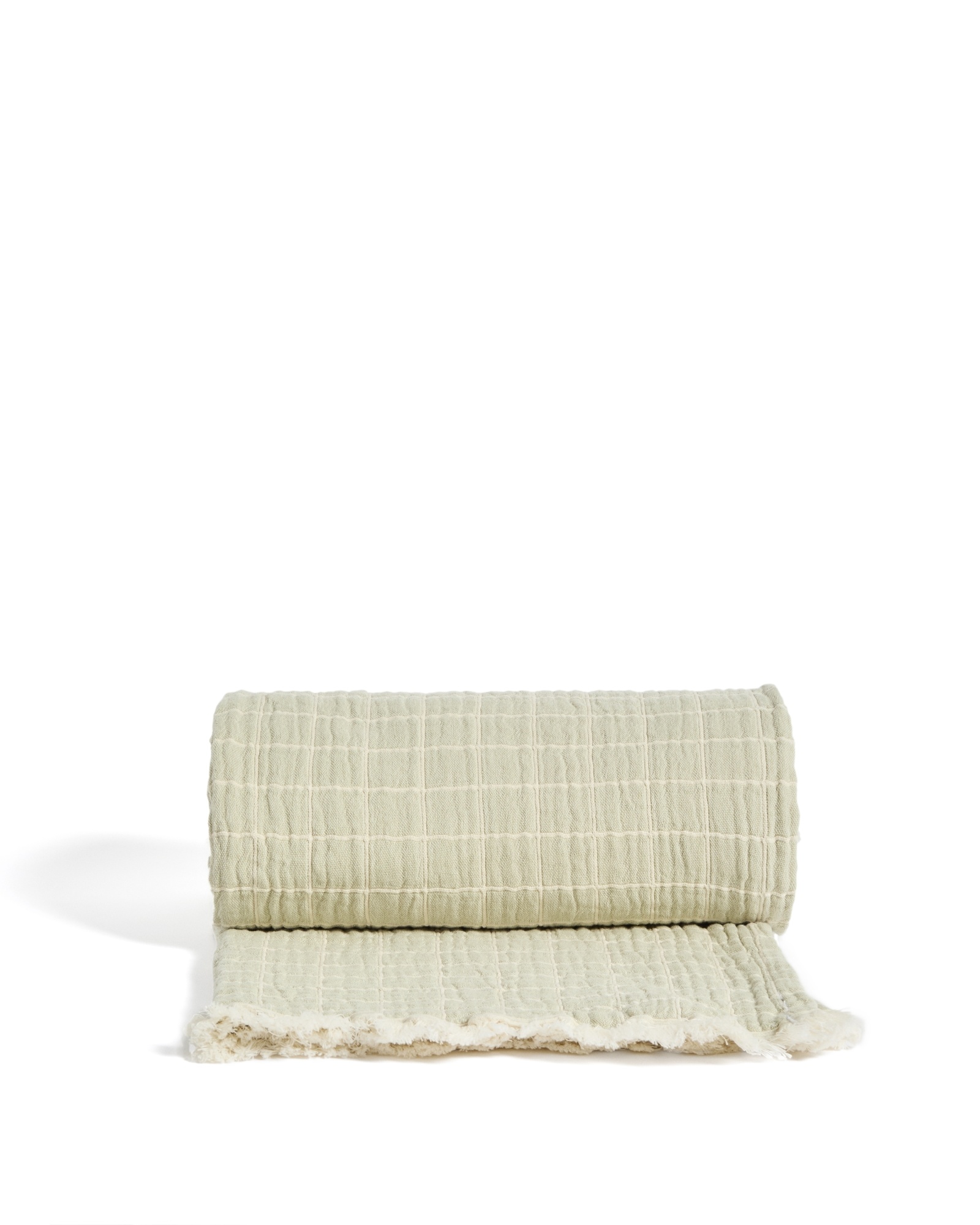 Плед Tivaro из хлопка, жаккардовый в светло-зеленую клетку двухсторонний 130 x 170 см La Forma (ex Julia Grup)