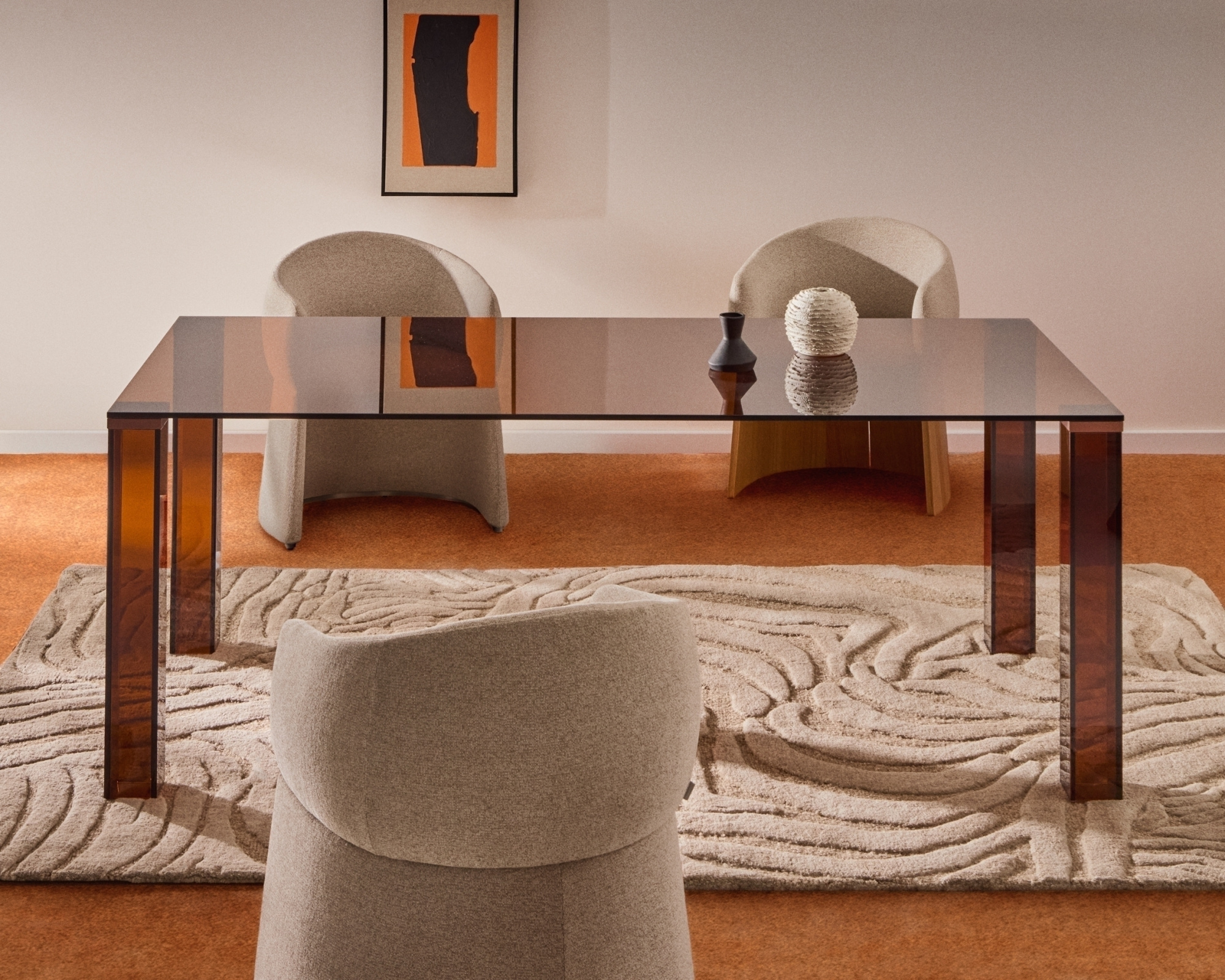 Стол Adularia из коричневого закаленного стекла 200 x 100 см La Forma 447715