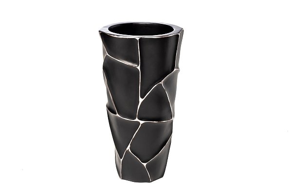 Кашпо черное с серебром Garda Decor ZSC872-19BL
