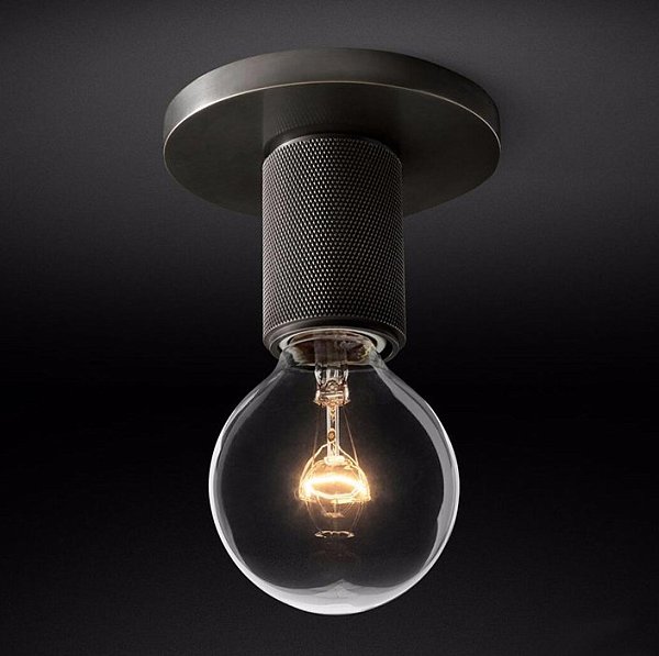 Потолочный Светильник Rh Utilitaire Socket Flushmount Black By Imperiumloft
