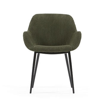 Стул Konna из толстого вельвета темно-зеленого цвета со стальными ножками с черной отделкой La Forma (ex Julia Grup)