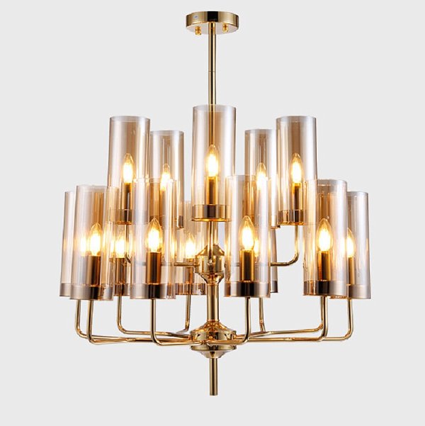 Люстра Agne Jakobsson Brass & Blue Glass Tube Chandelier in 1970 15 Коричневый by ImperiumLoft