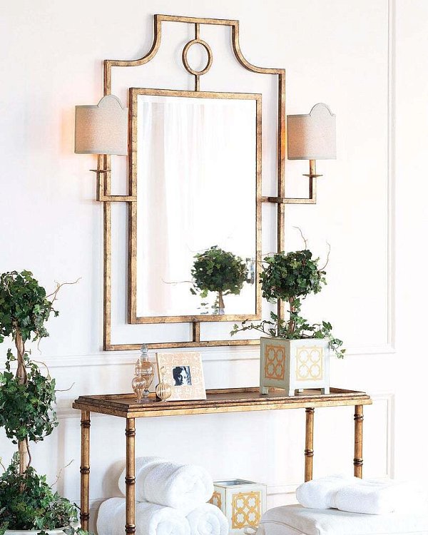 Настенное зеркало Эван в раме с бра Louvre Home LHMF90