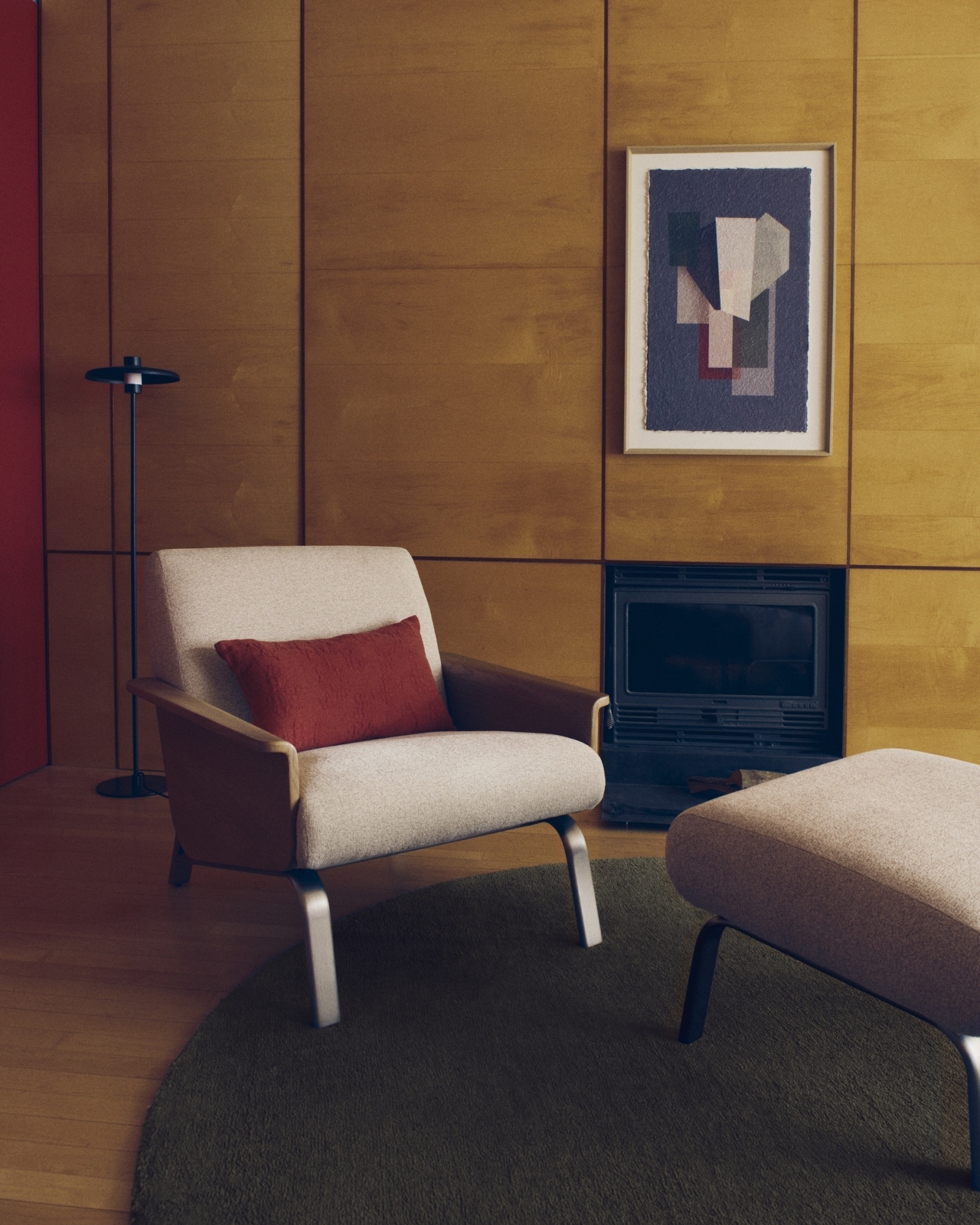 Кресло Amsen бежевое из дубовой фанеры со стальными ножками La Forma (ex Julia Grup)