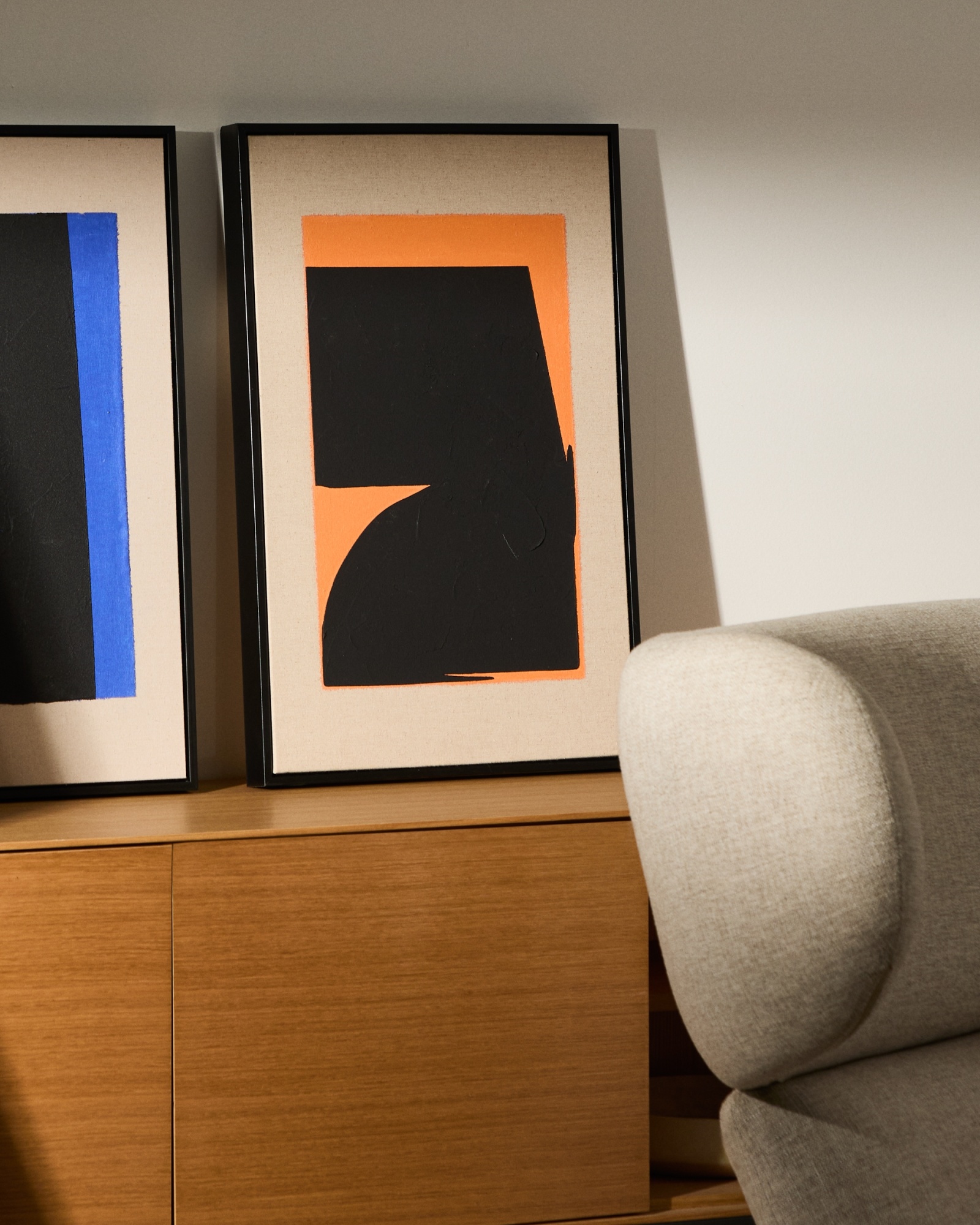 Zernu Абстрактная картина на оранжево-чёрном льняном холсте, 42 x 65 см La Forma (ex Julia Grup)