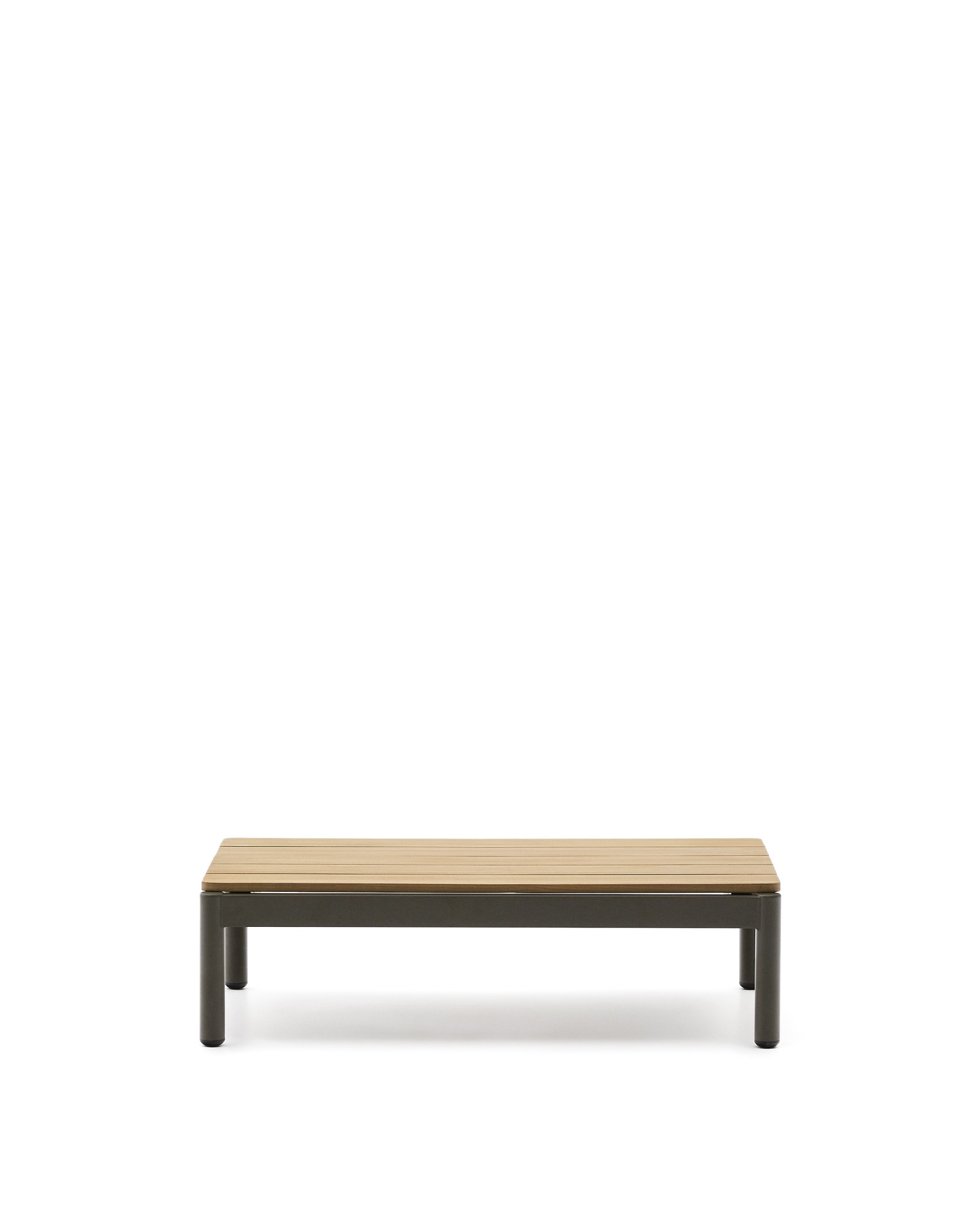 Журнальный столик Sorells из зеленого алюминия и тикового дерева 52,4 x 91 см La Forma (ex Julia Grup)