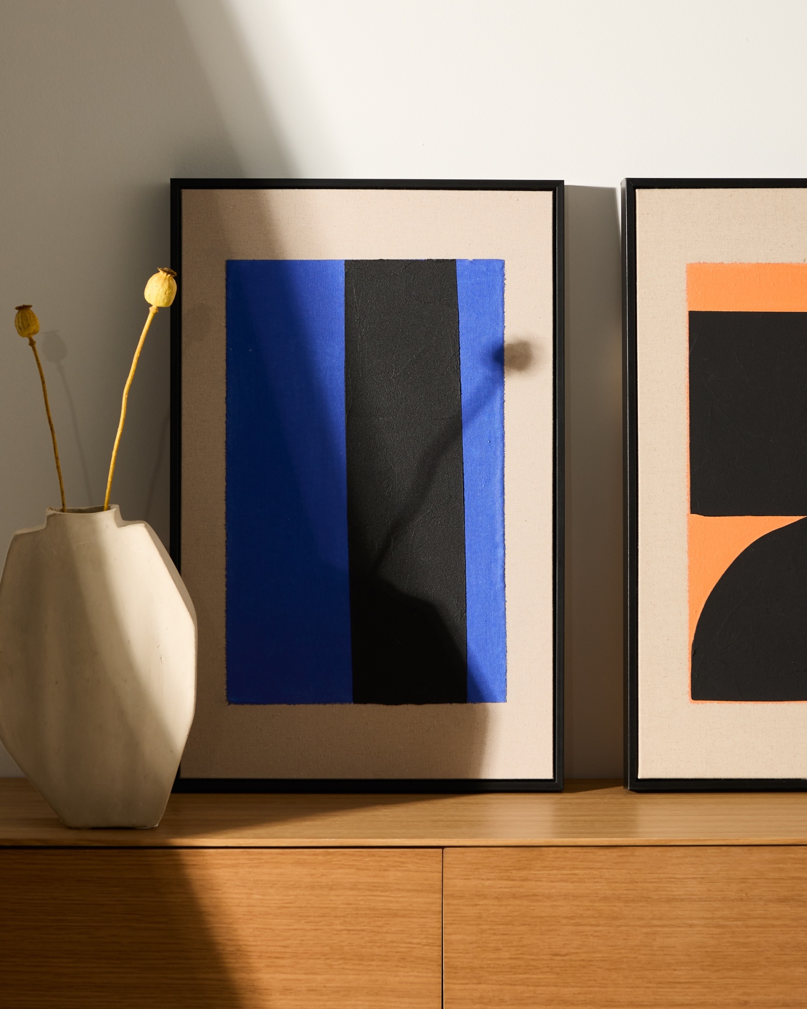 Zernu Абстрактная картина с синими и чёрными вертикальными линиями 42 x 65 см La Forma (ex Julia Grup)