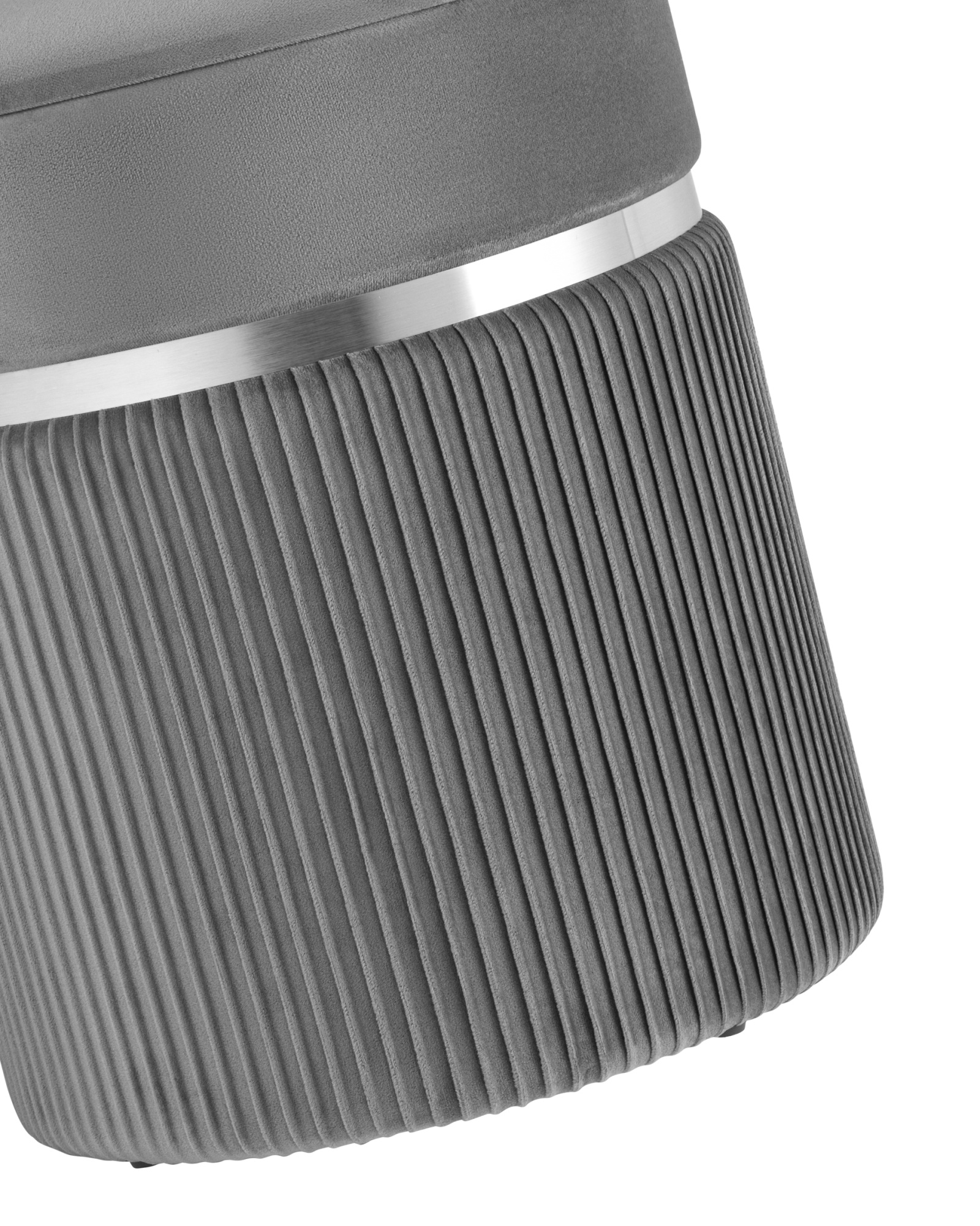 Пуф Миранда с ящиком серебро велюр серый Stool Group