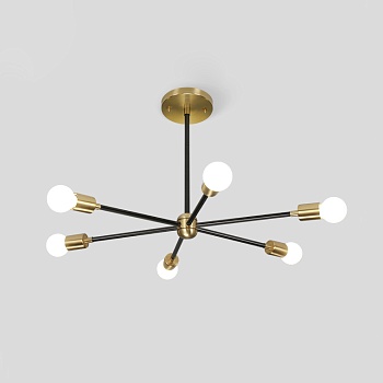 Люстра на штанге SPUTNIK D65 Gold/Black tubes by ImperiumLoft