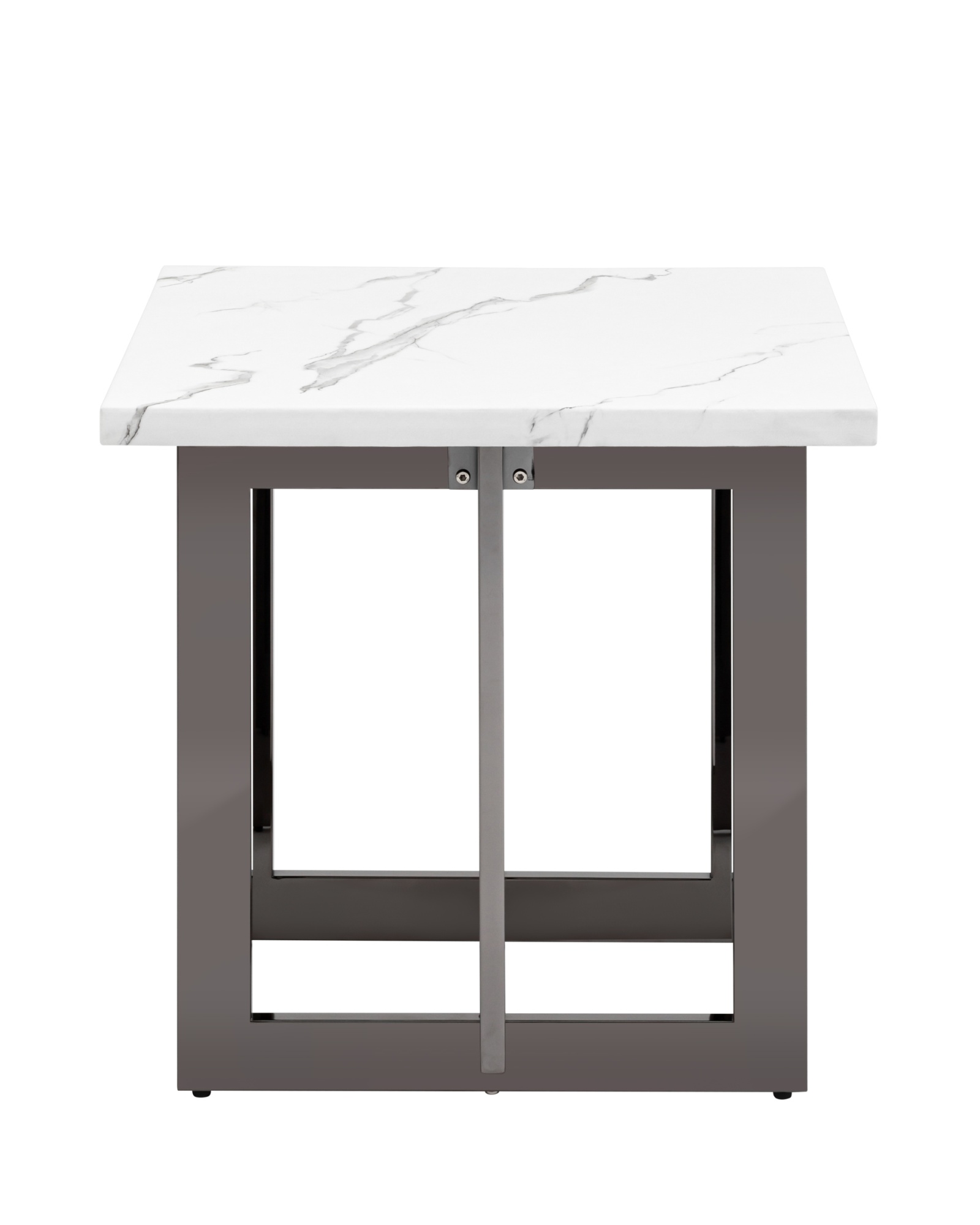 Журнальный столик Нэйтан 61*61 белый мрамор сталь темный хром Stool Group