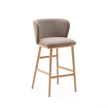 Ciselia Полубарный стул из коричневого шенилла и ясеня в натуральной отделке La Forma (ex Julia Grup)