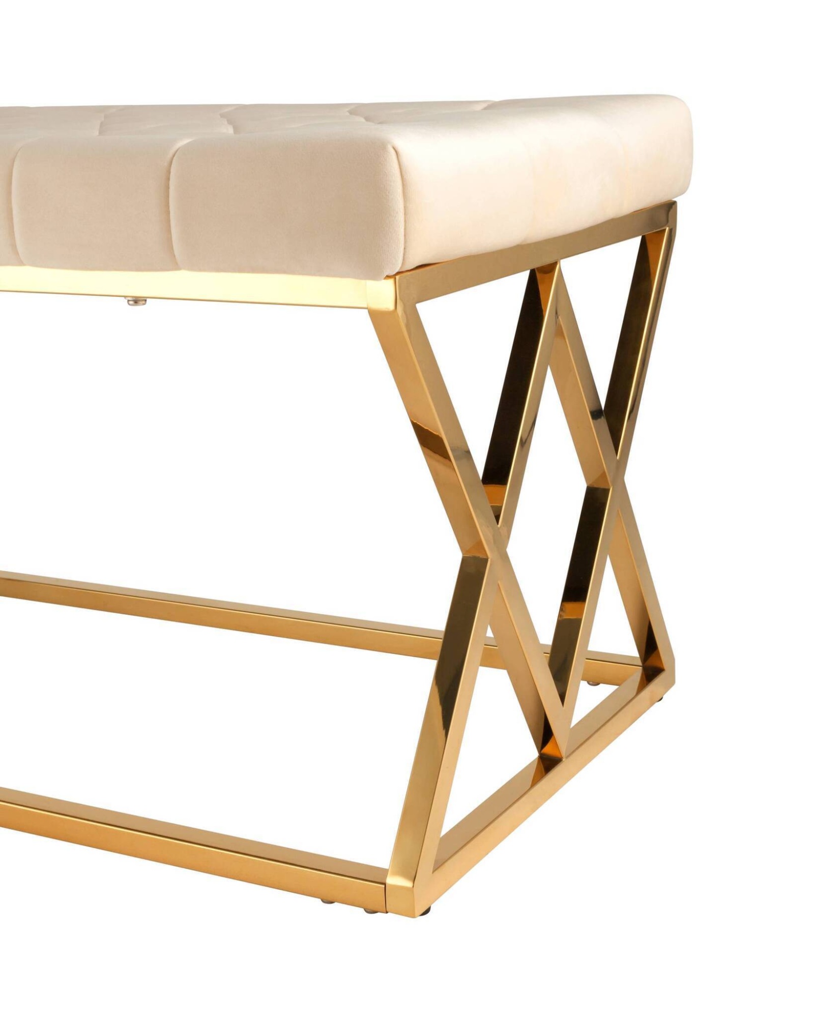 Банкетка ИНСИГНИЯ велюр бежевый сталь золото Stool Group
