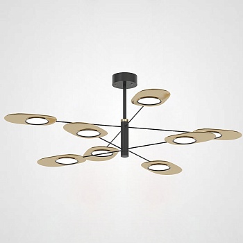 Люстра на штанге INGEL D110 8 lamps Black/Gold by ImperiumLoft