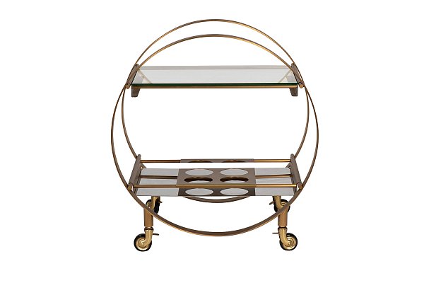 Стол-тележка сервировочн ст.прозр/латунь 70*48*76 Garda Decor 58DB-23085