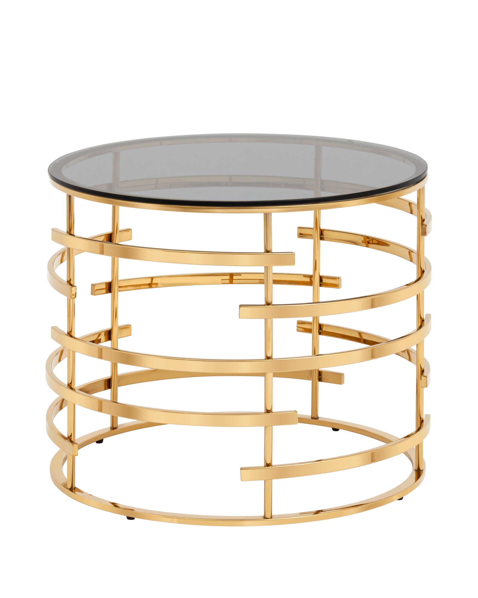 Журнальный столик Инфлюэнс 60*60 стекло smoke сталь золото Stool Group