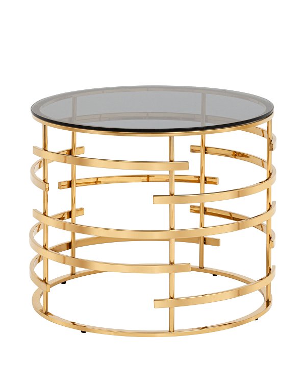 Журнальный столик Инфлюэнс 60*60 стекло smoke сталь золото Stool Group