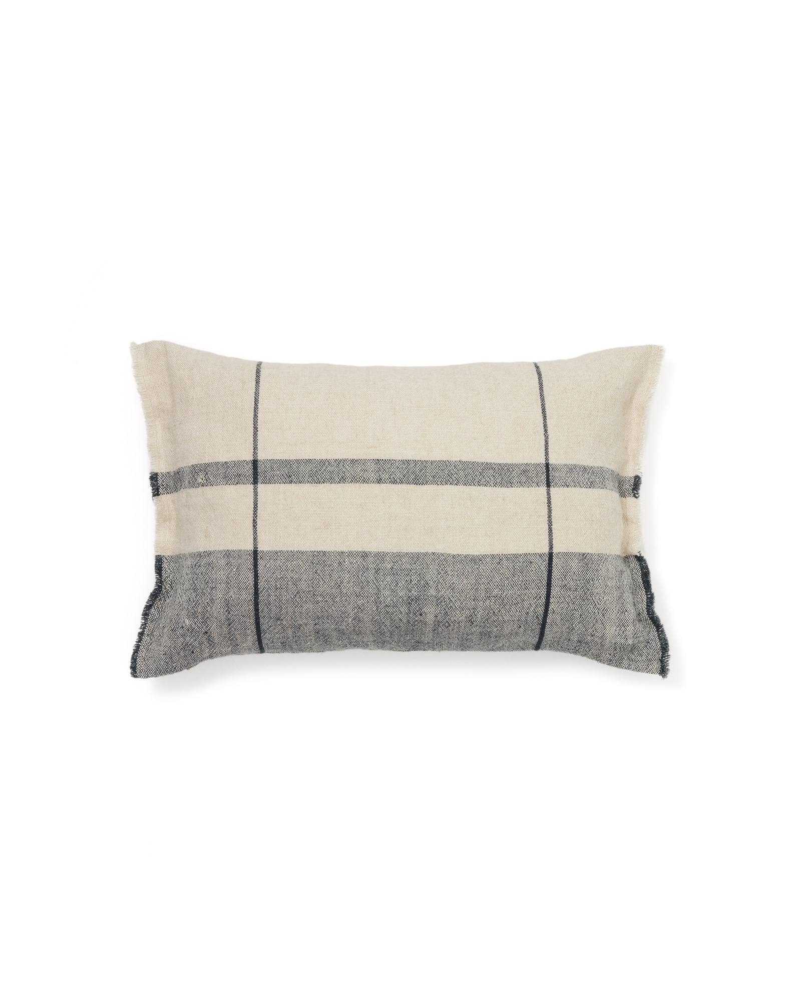 Чехол для подушки Eron из льна бежевого и синего цвета с бахромой 40 x 60 см La Forma (ex Julia Grup)