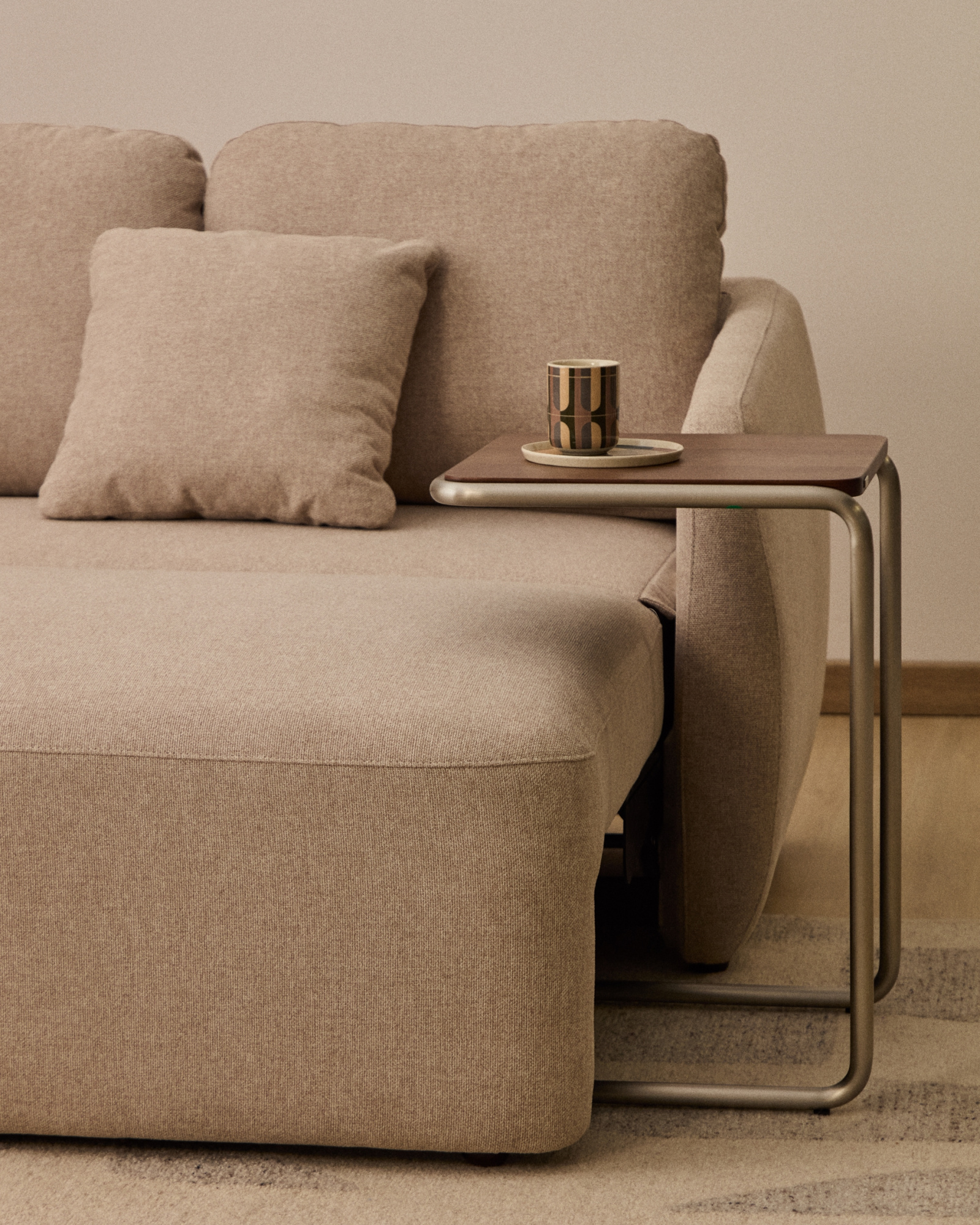 Трехместный диван-кровать Laira из бежевого шенилла, 218 см La Forma 441125