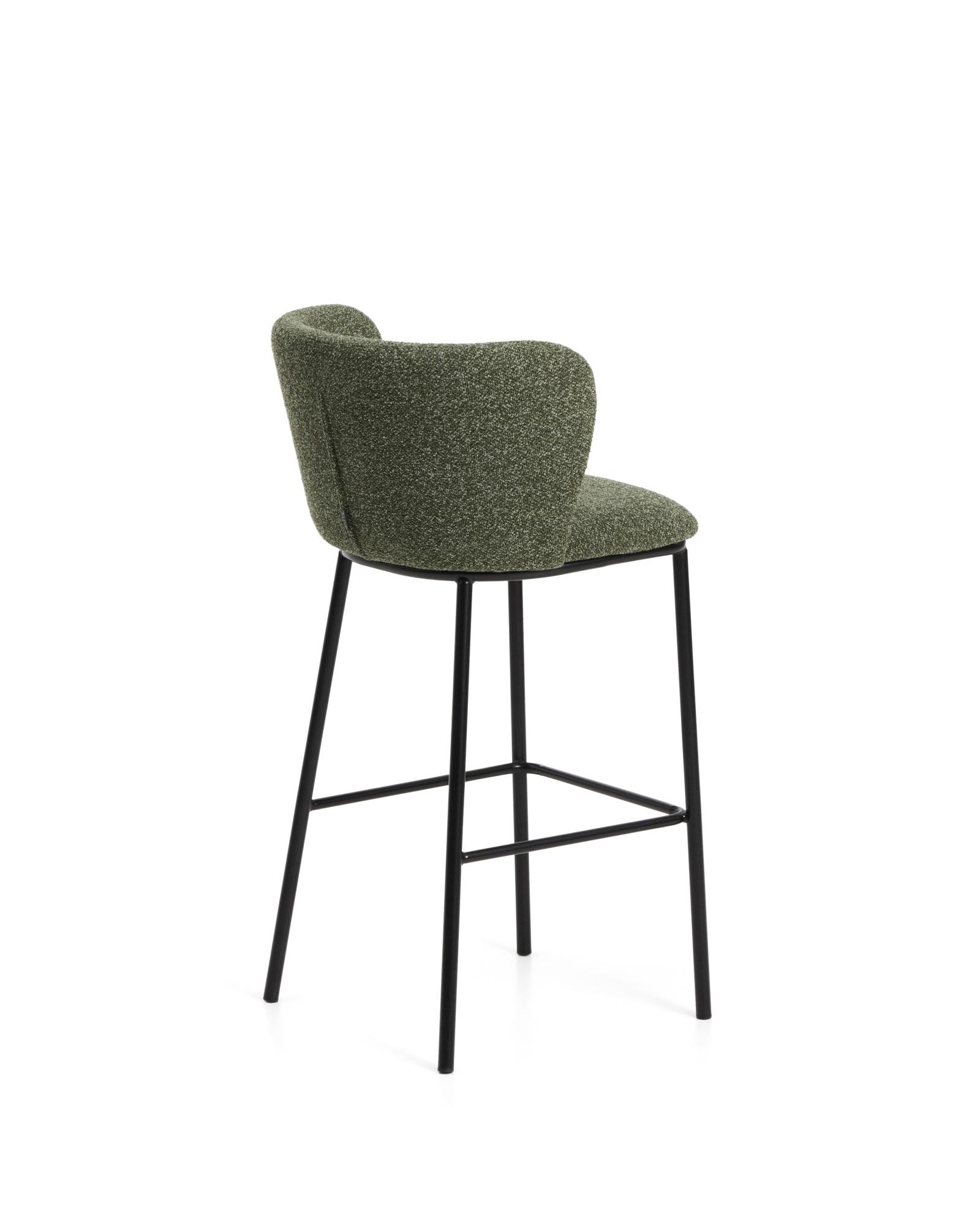 Барный стул Ciselia из темно-зеленого шенилла с ножками из черной стали La Forma 463533