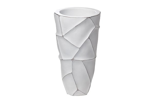 Кашпо белое с серебром Garda Decor ZSC872-19WH