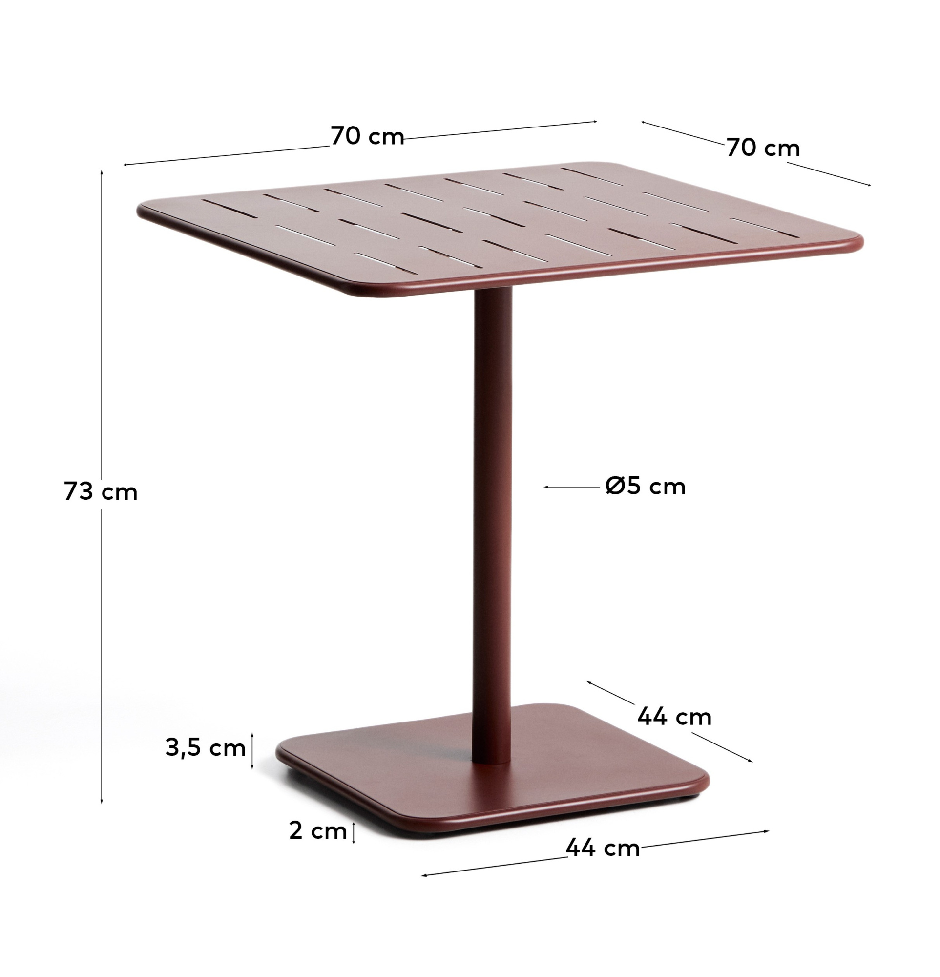 Уличный стол Brai из оцинкованной стали бордового цвета, 70 x 70 см La Forma 482207