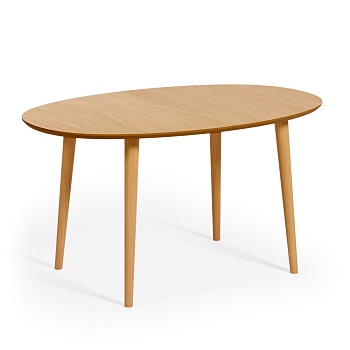 Раздвижной стол Oakland из МДФ с дубовым шпоном и ножками из массива каучука Ø140(220)x90 см La Forma (ex Julia Grup)