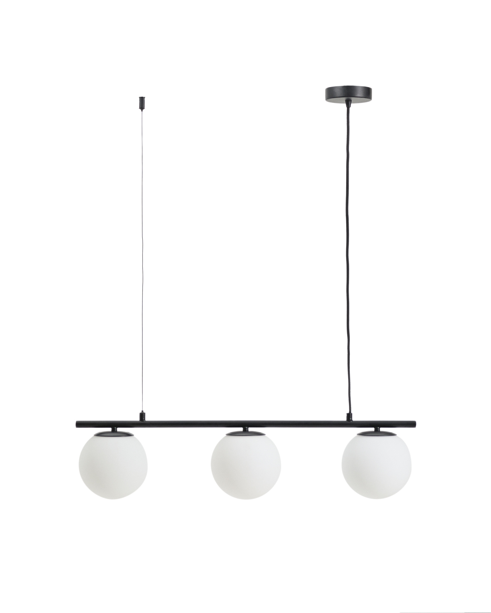 Подвесной светильник Brisia из черного металла с 3 стеклянными шарами Ø15 La Forma 459033