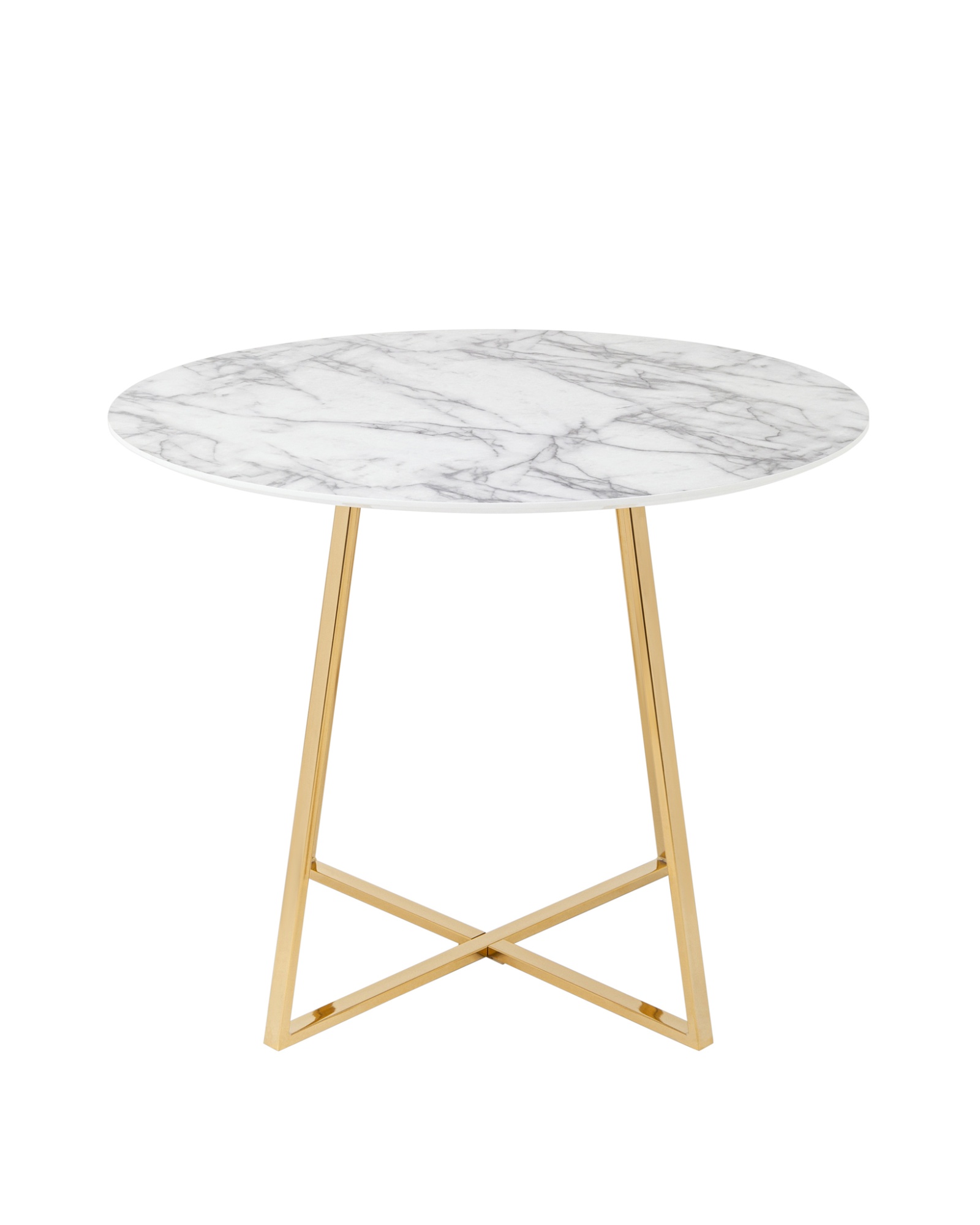 Стол обеденный Дакота 100*100 белый мрамор ножки золото Stool Group