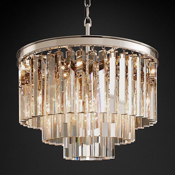 Люстра Restoration Hardware 1920s Odeon Clear Glass Fringe 3-Tier Polished Nickel