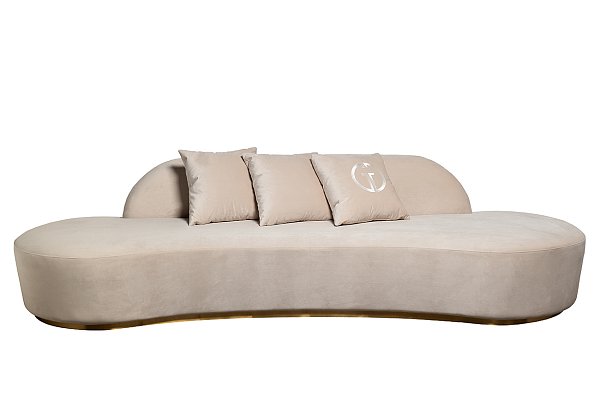 Диван Lea трехместный велюровый кремовый Garda Decor 87YY-DIV2262