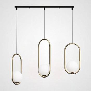 Подвесной светильник HOOP-TRIO Латунь, Эллипс L+S+L, Планка by ImperiumLoft