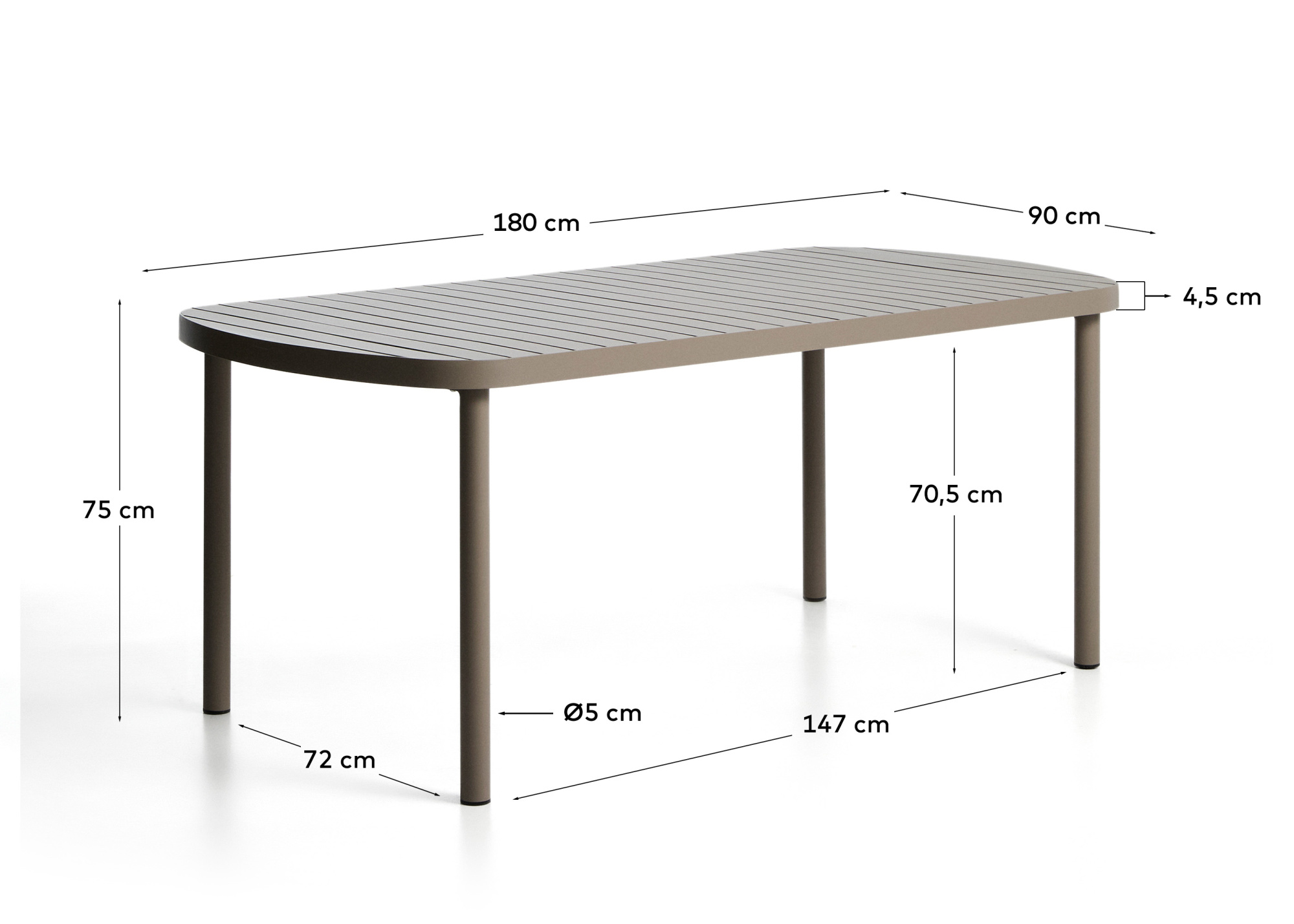 Уличный стол Joncols из алюминия с бежевой отделкой 180 x 90 см La Forma 482271
