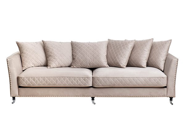 Диван Sorrento 250 трехместный велюровый светло-серый Garda Decor SORRENTO-250-Colt030