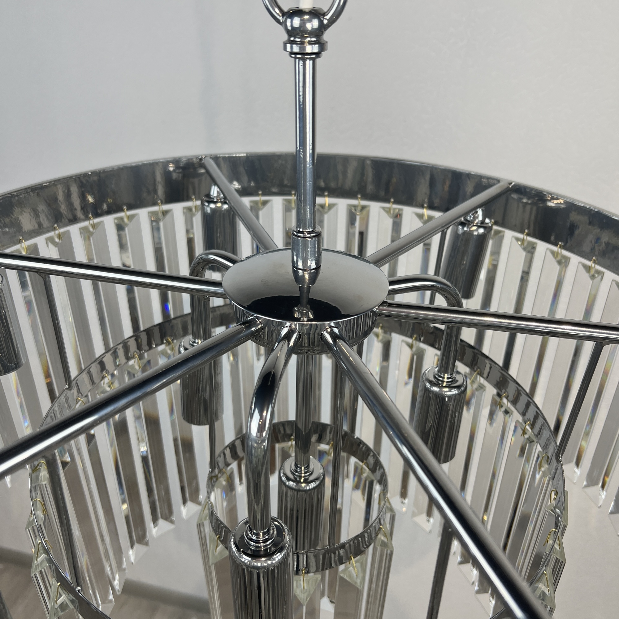 Люстра Rh 1920S Odeon Clear Glass Fringe 3-Tier Chandelier Chrome By Imperiumloft