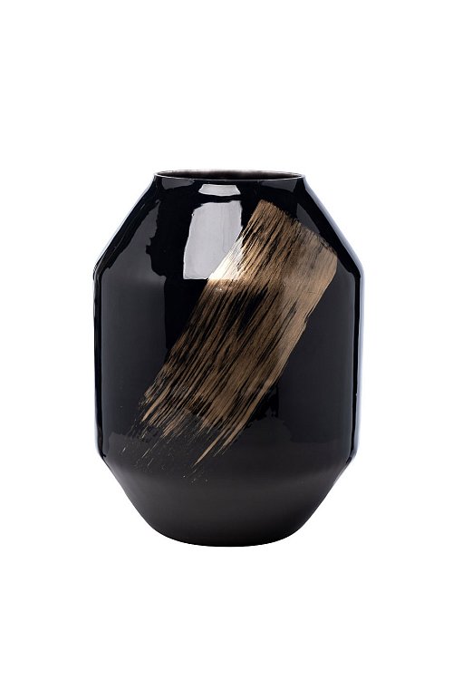 Ваза стеклянная черная с золотом Garda Decor 71PN-5180