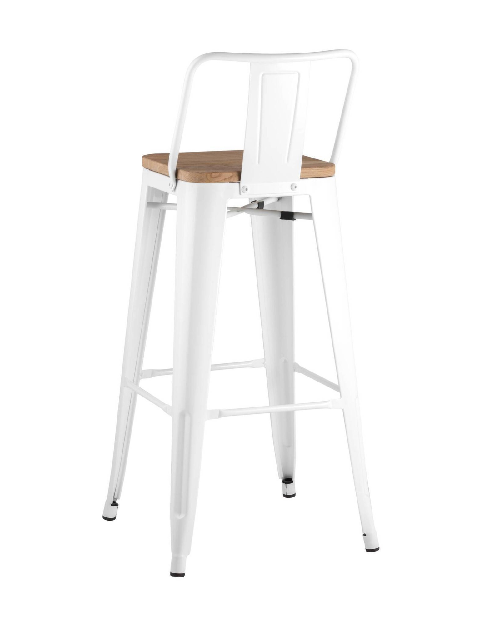 Стул барный TOLIX WOOD со спинкой белый глянцевый Stool Group