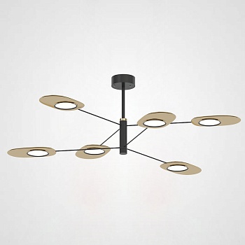 Люстра на штанге INGEL D90 6 lamps Black/Gold by ImperiumLoft