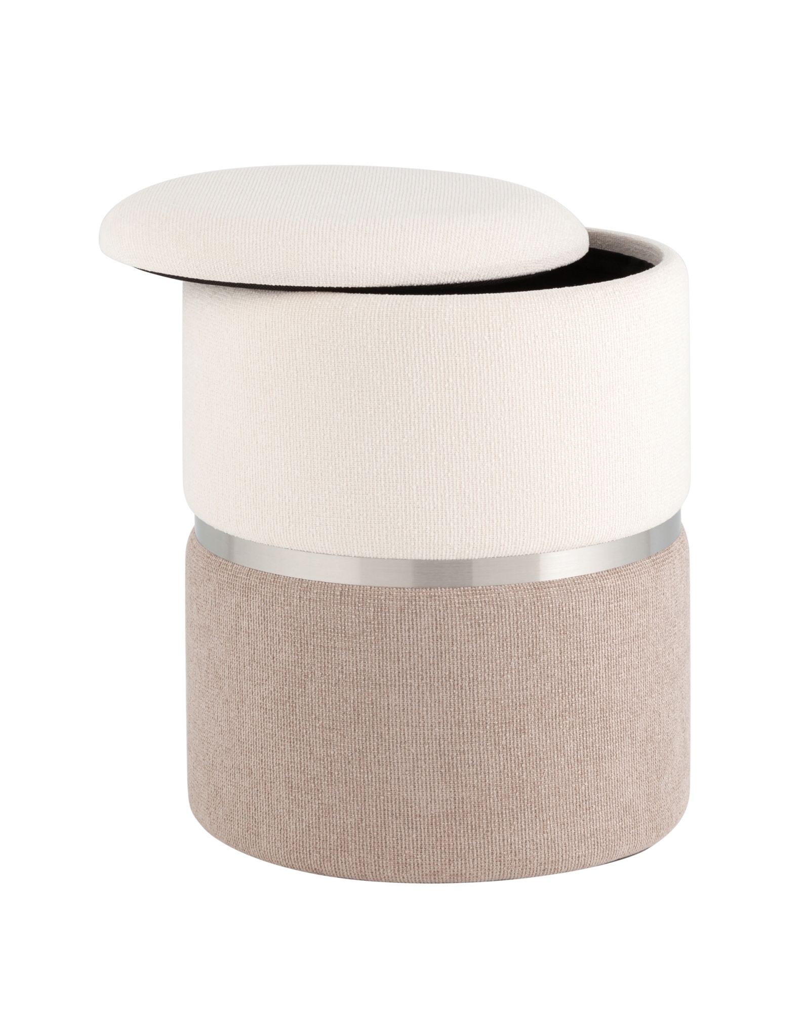 Пуф Кэрри с ящиком серебро шенилл серо-бежевый Stool Group