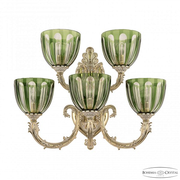 Бра бронзовые с хрусталём 7109B16/3+2/210 GW P1 U Clear-Green/H-1H