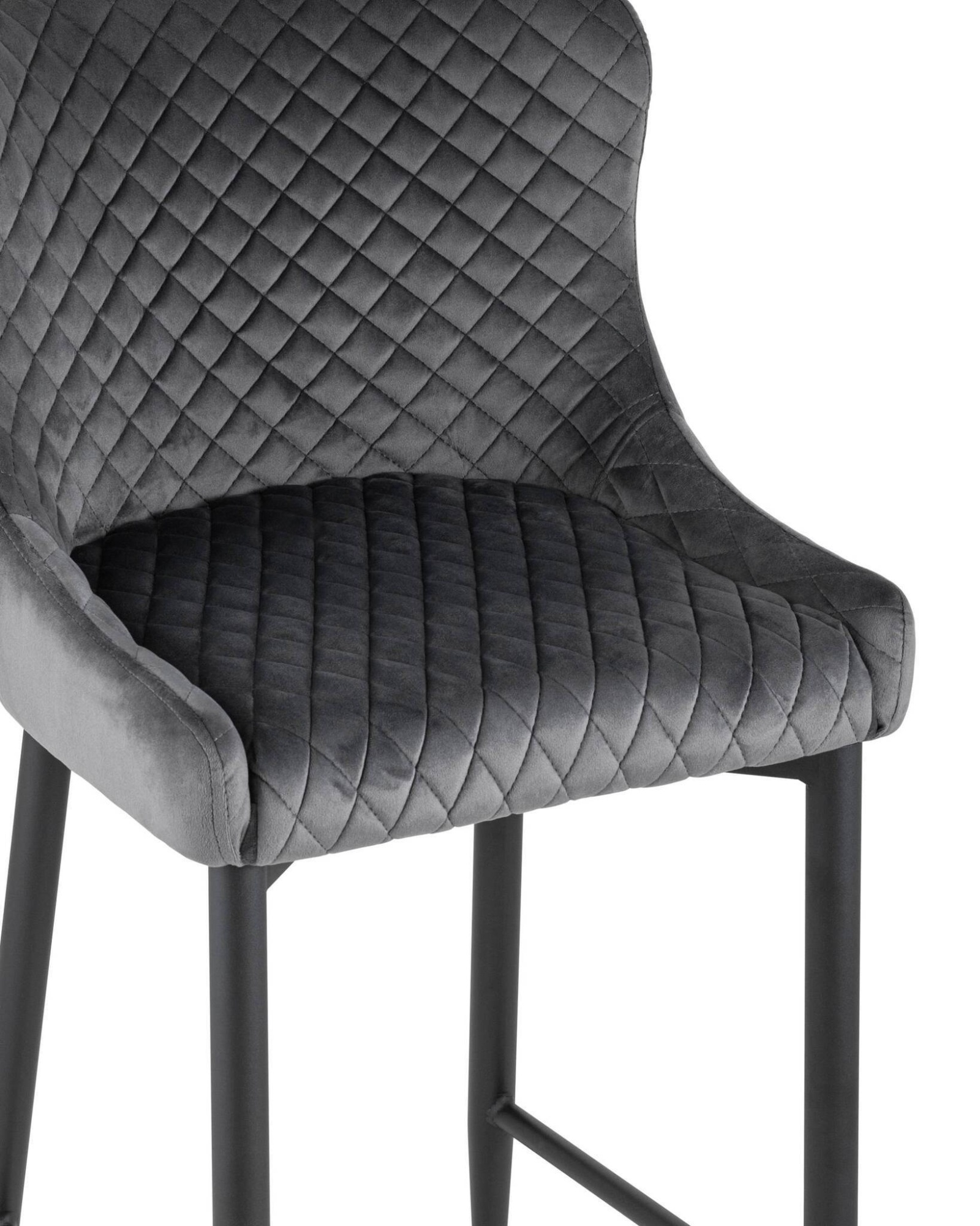 Стул полубарный Ститч велюр серый Stool Group