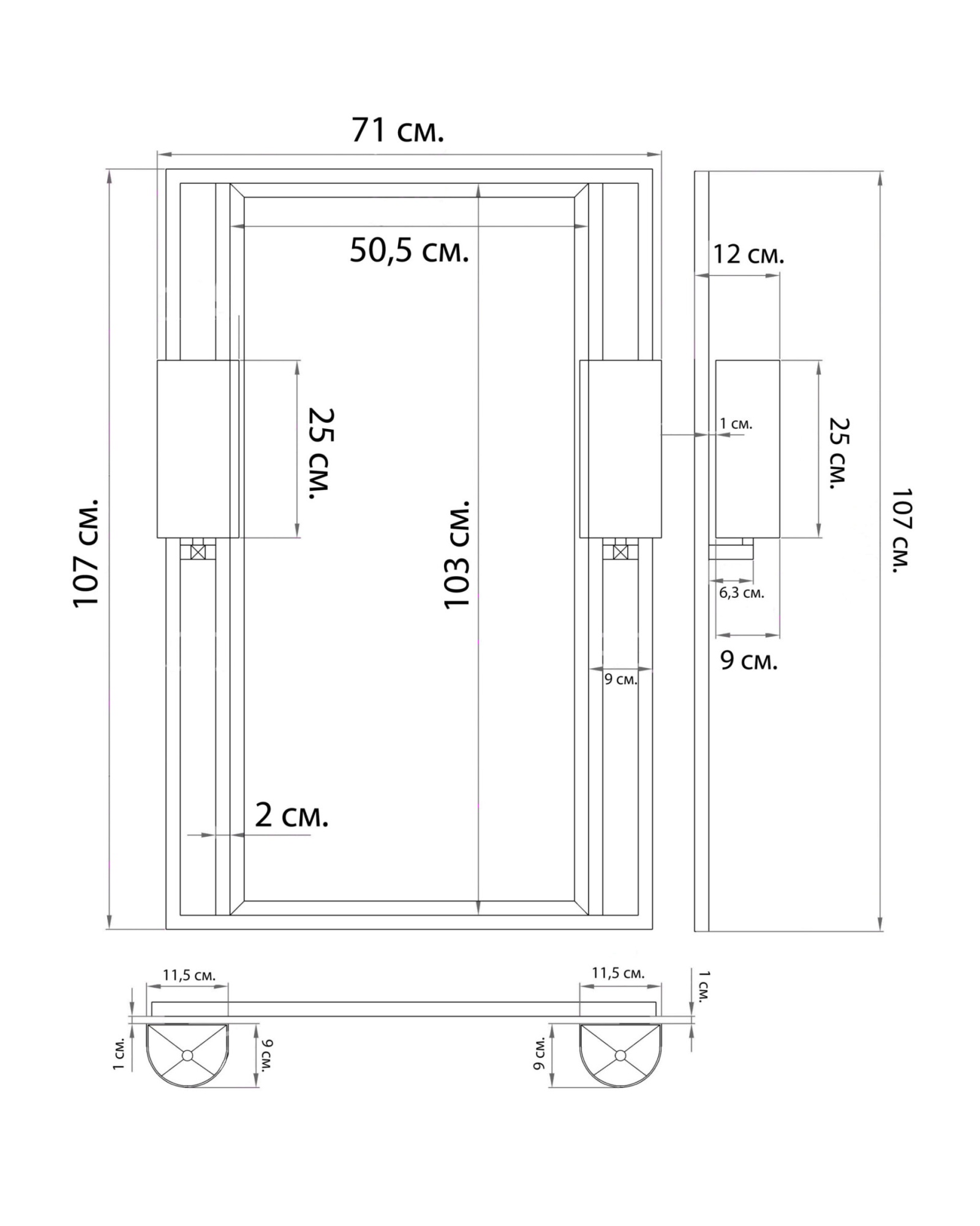 Золотое зеркало с бра Дуглас Louvre Home LHDWM291223RJ