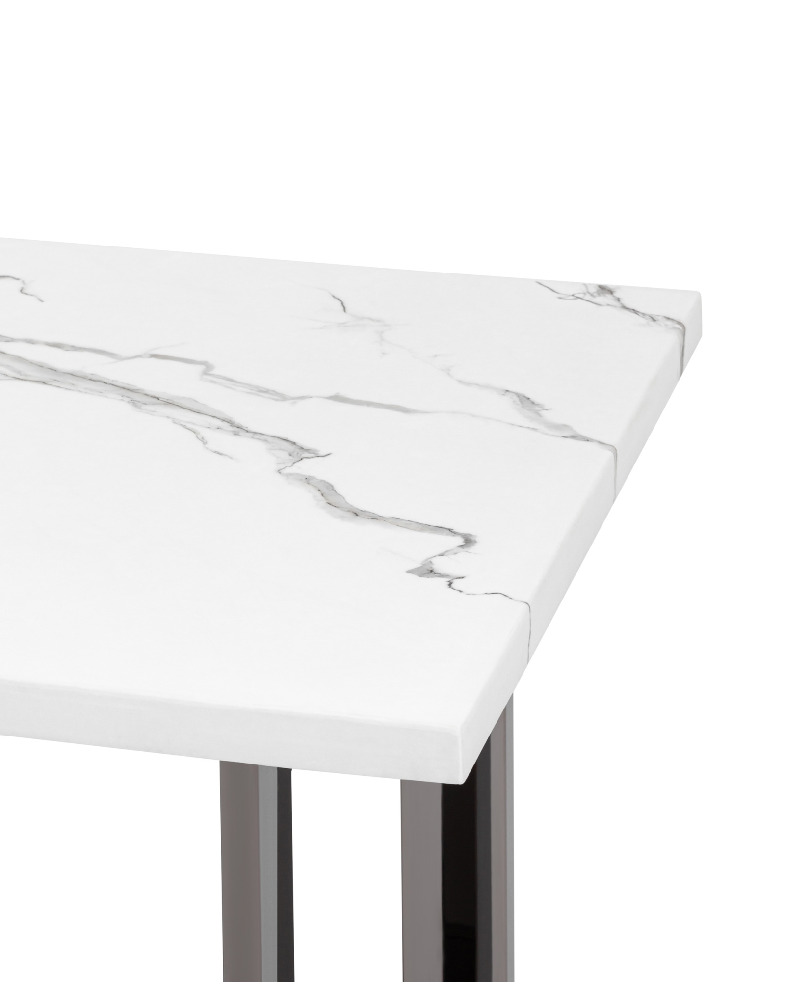 Журнальный столик Нэйтан 61*61 белый мрамор сталь темный хром Stool Group