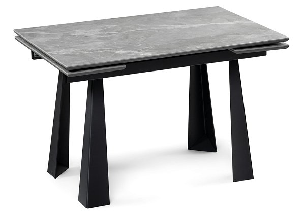 Стол Woodville Бэйнбрук 120(180)х80х76 серый мрамор / графит 530825