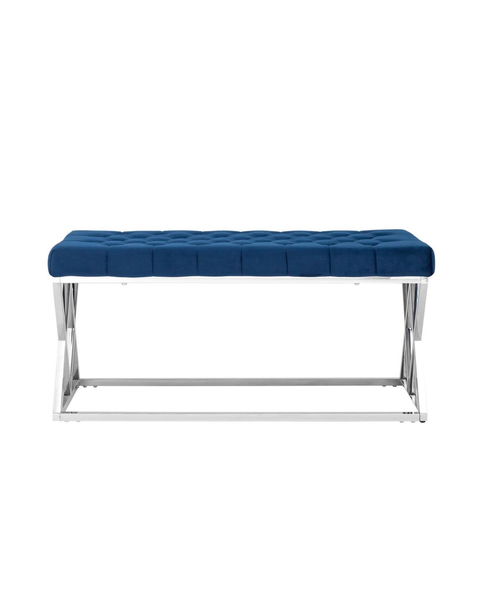 Банкетка ИНСИГНИЯ велюр синий сталь серебро Stool Group