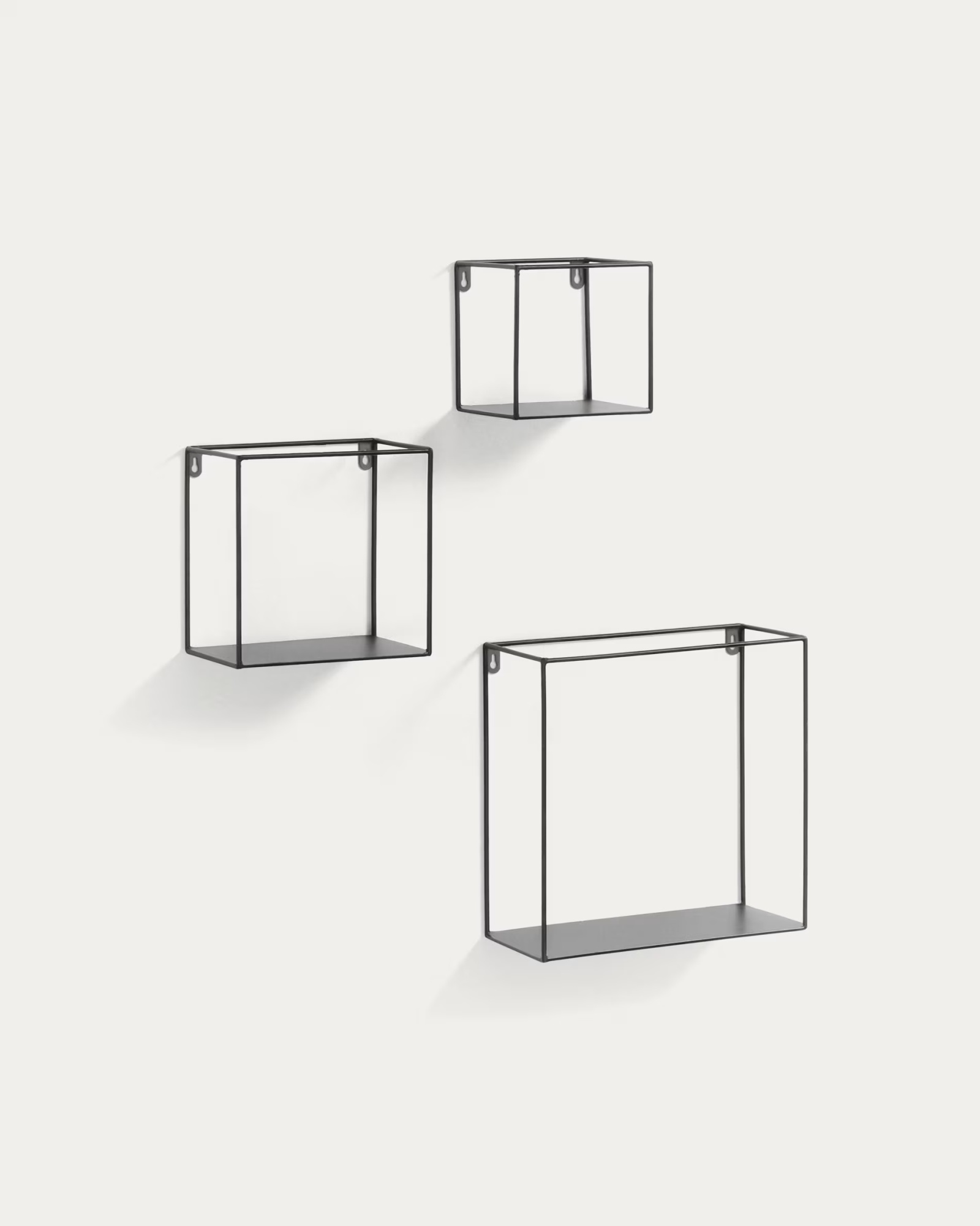 Набор из 3 настенных полок Neth металлический черный La Forma (ex Julia Grup)