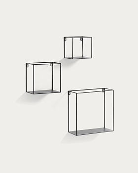 Набор из 3 настенных полок Neth металлический черный La Forma (ex Julia Grup)