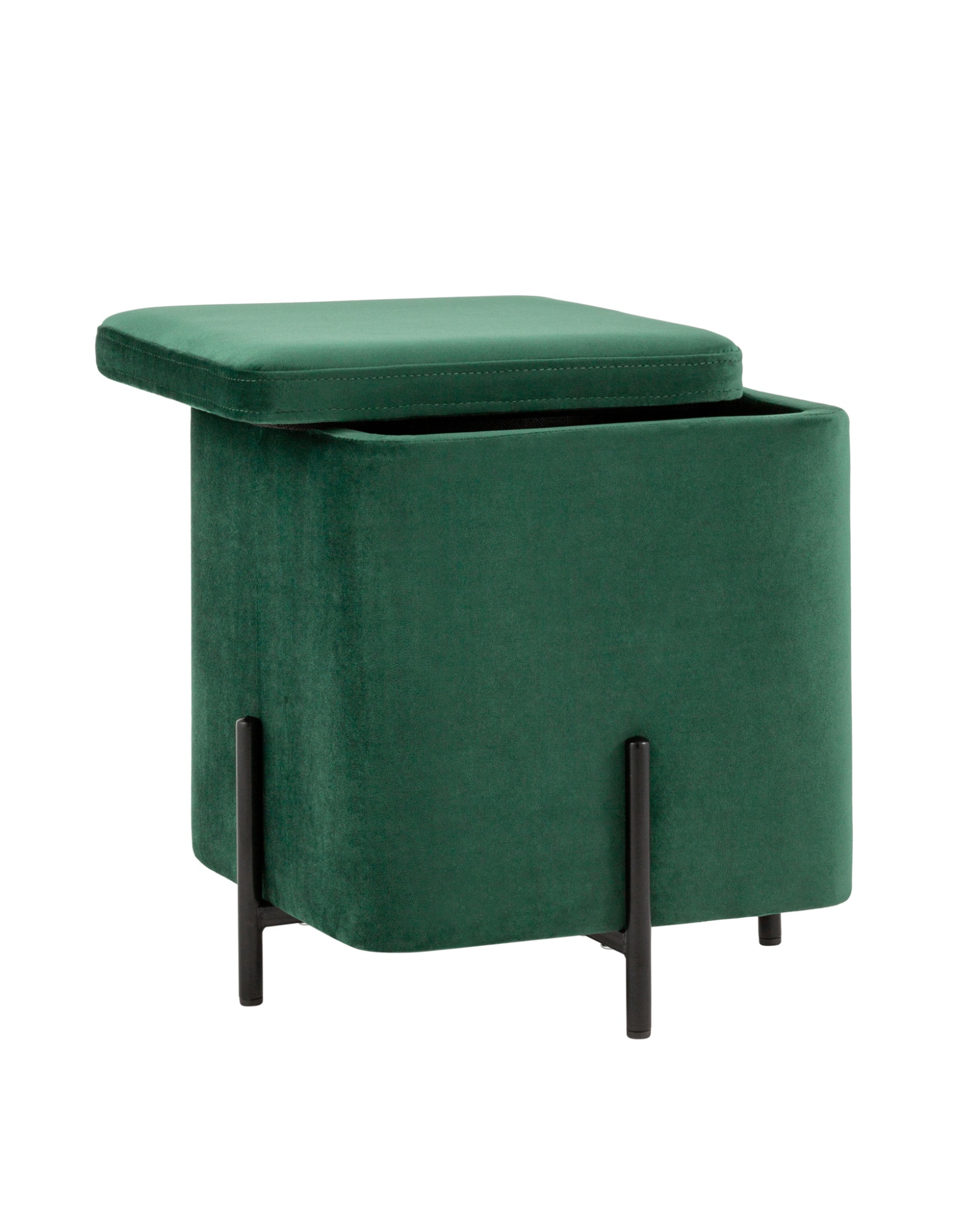 Пуф Грейс квардрат с ящиком велюр зелёный Stool Group