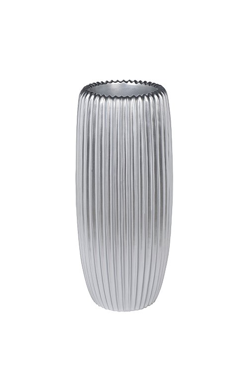 Кашпо серебристое с полосками Garda Decor ZS2062-27SL